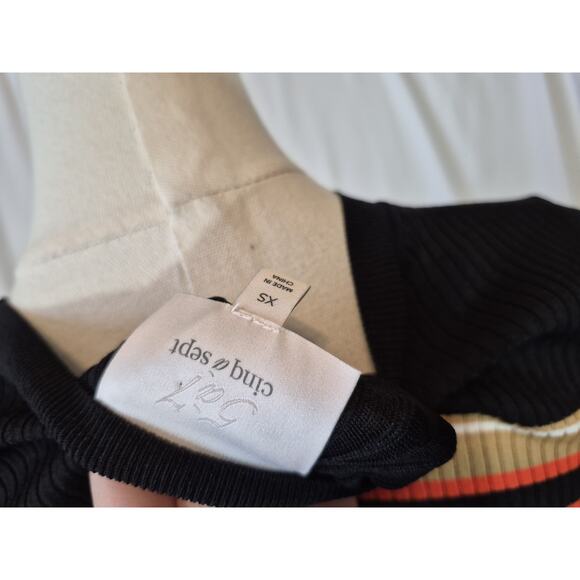 Cinq à Sept Colorful Striped Ribbed Short Sleeve Peplum Top XS - Picture 10 of 10